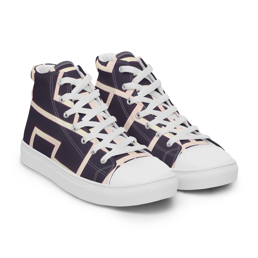 Gilded Gridlock on Women's High Top Canvas Shoes — Right Front