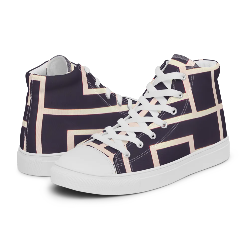Gilded Gridlock on Women's High Top Canvas Shoes — Left