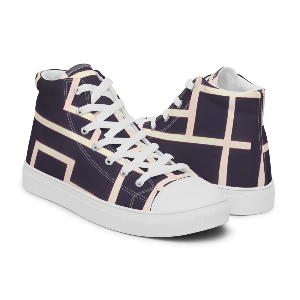 Gilded Gridlock on Women's High Top Canvas Shoes — Right