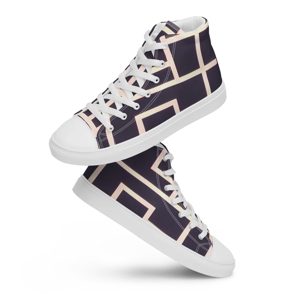 Gilded Gridlock on Women's High Top Canvas Shoes — Front