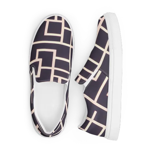 Gilded Gridlock on a Men's Slip-On Canvas Shoes