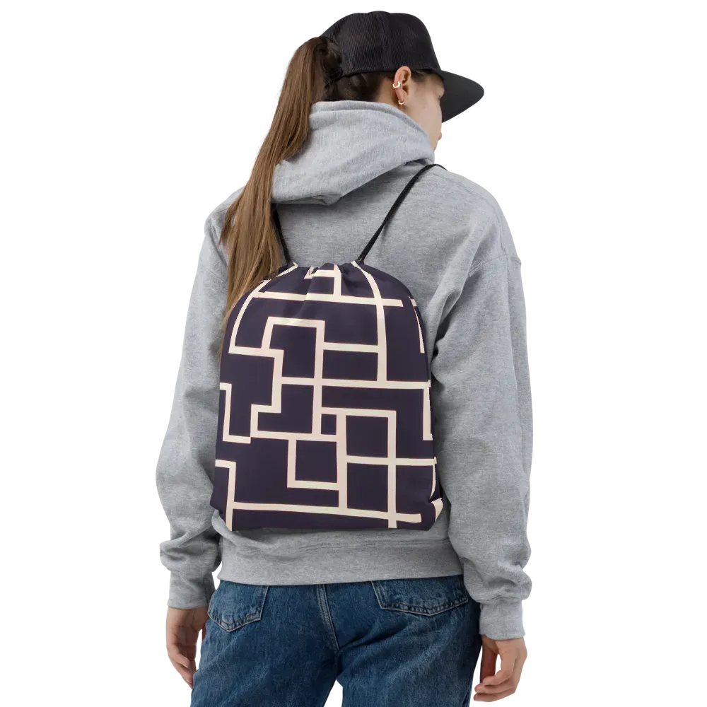 Gilded Gridlock on Drawstring Bag — Front