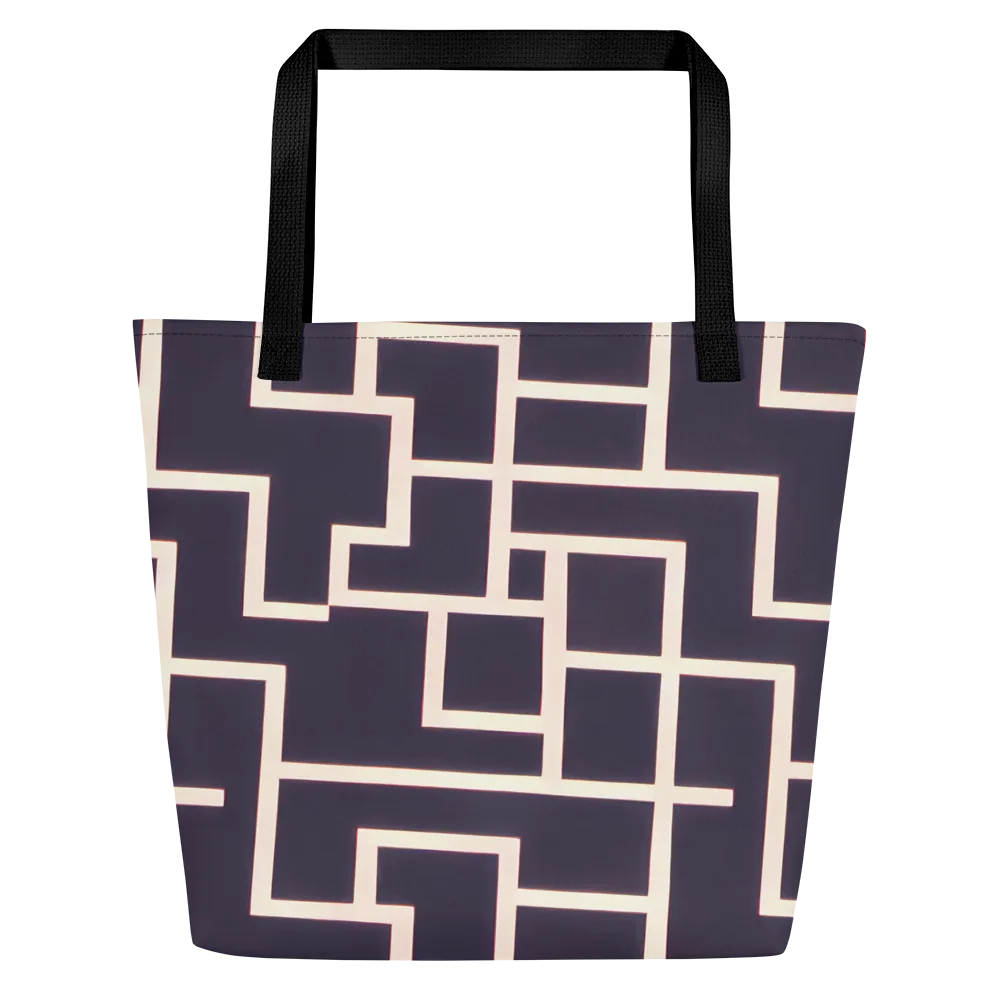 Gilded Gridlock on Large Tote Bag W/ Pocket — Front