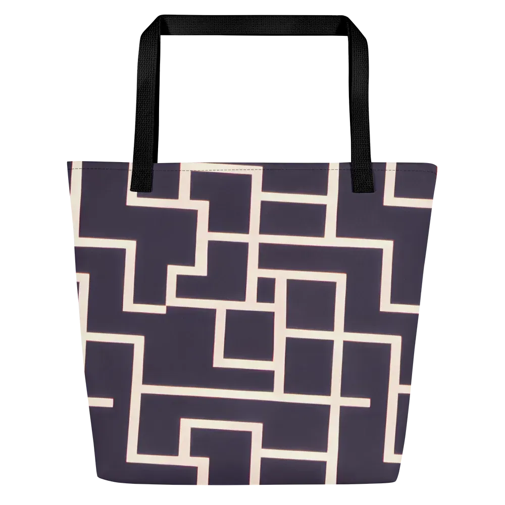 Gilded Gridlock on Large Tote Bag W/ Pocket — Front