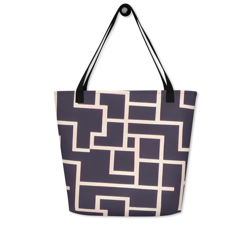 Gilded Gridlock on Large Tote Bag W/ Pocket — Front