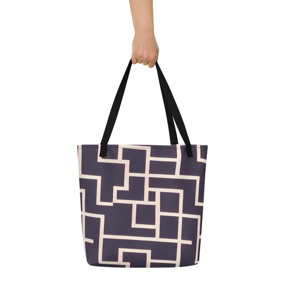 Gilded Gridlock on Large Tote Bag W/ Pocket — Front