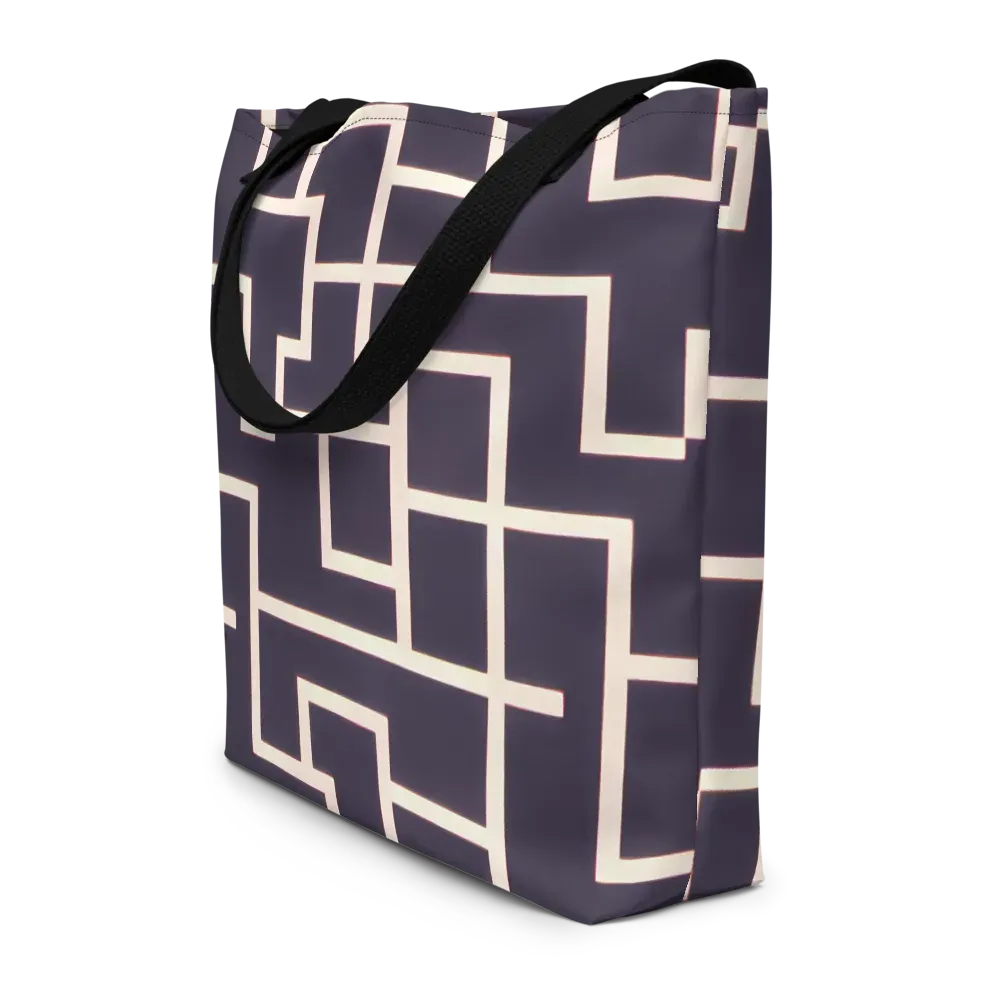 Gilded Gridlock on Large Tote Bag W/ Pocket — Front