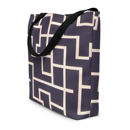 Gilded Gridlock on a Large Tote Bag W/ Pocket