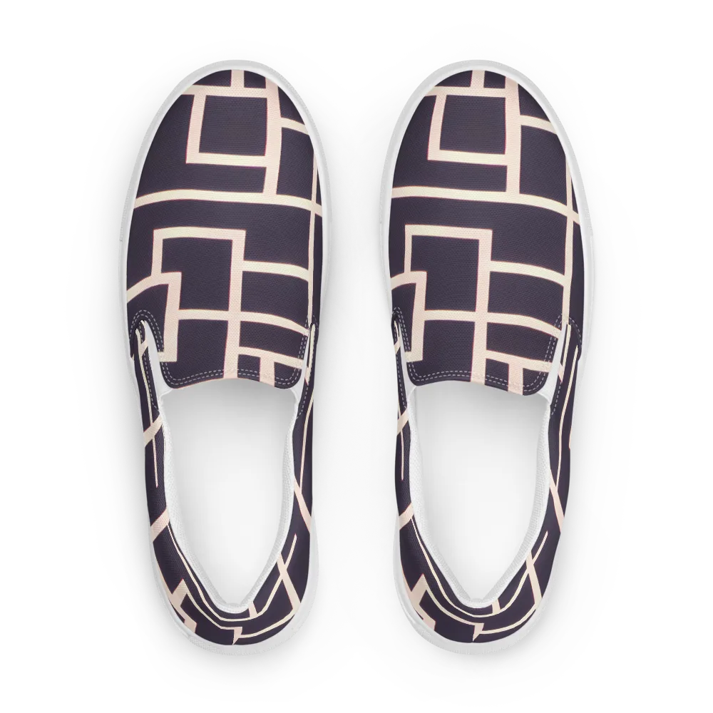 Gilded Gridlock on Women's Slip-On Canvas Shoes — Front