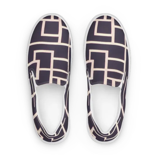 Gilded Gridlock on a Women's Slip-On Canvas Shoes