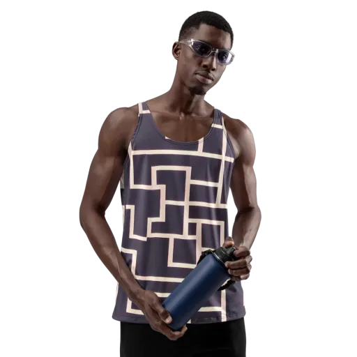 Gilded Gridlock on a Men's Tank Top