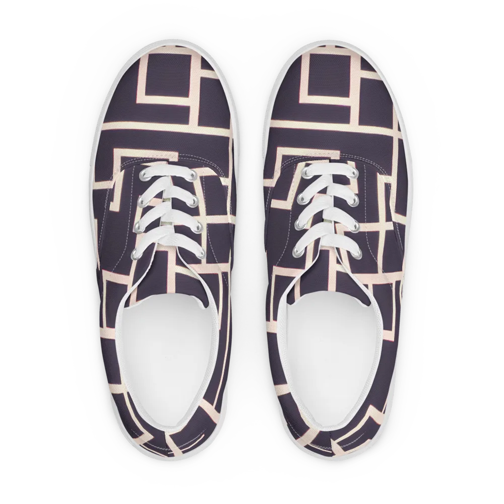 Gilded Gridlock on Men's Lace-Up Canvas Shoes — Front