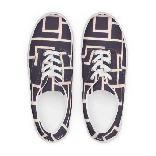 Gilded Gridlock on a Men's Lace-Up Canvas Shoes