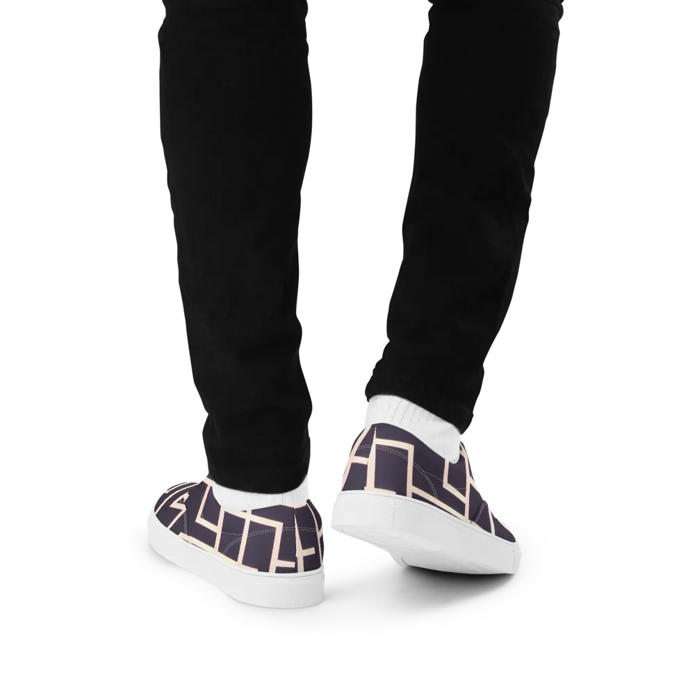 Gilded Gridlock on Men's Lace-Up Canvas Shoes — Back