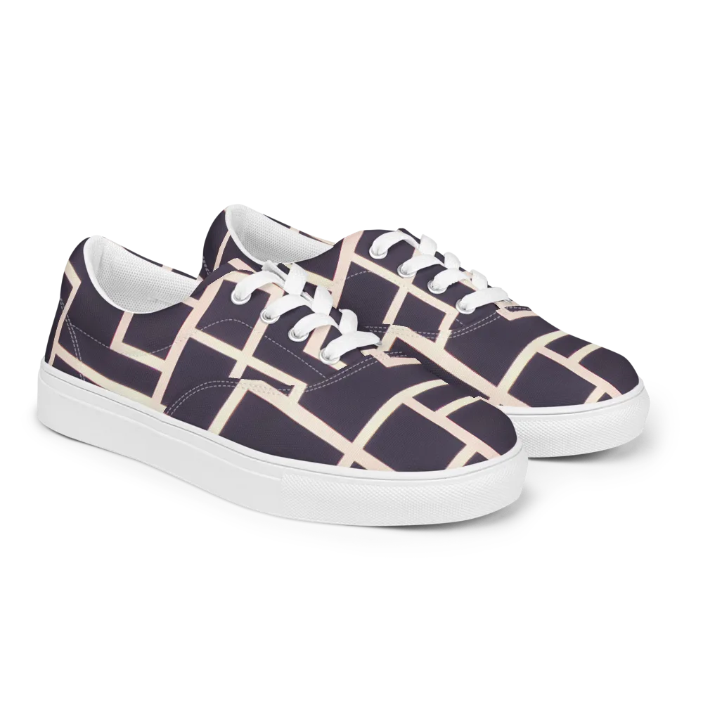 Gilded Gridlock on Men's Lace-Up Canvas Shoes — Right Front