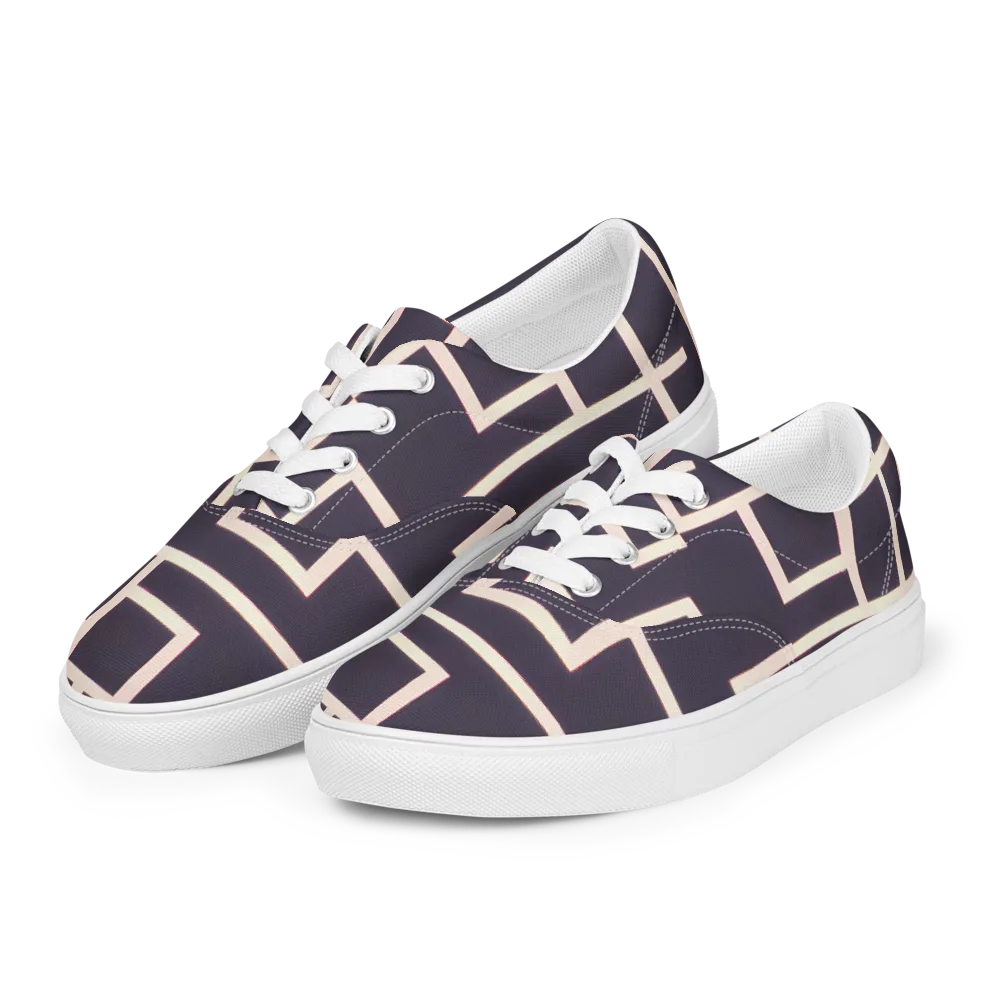Gilded Gridlock on Men's Lace-Up Canvas Shoes — Left Front