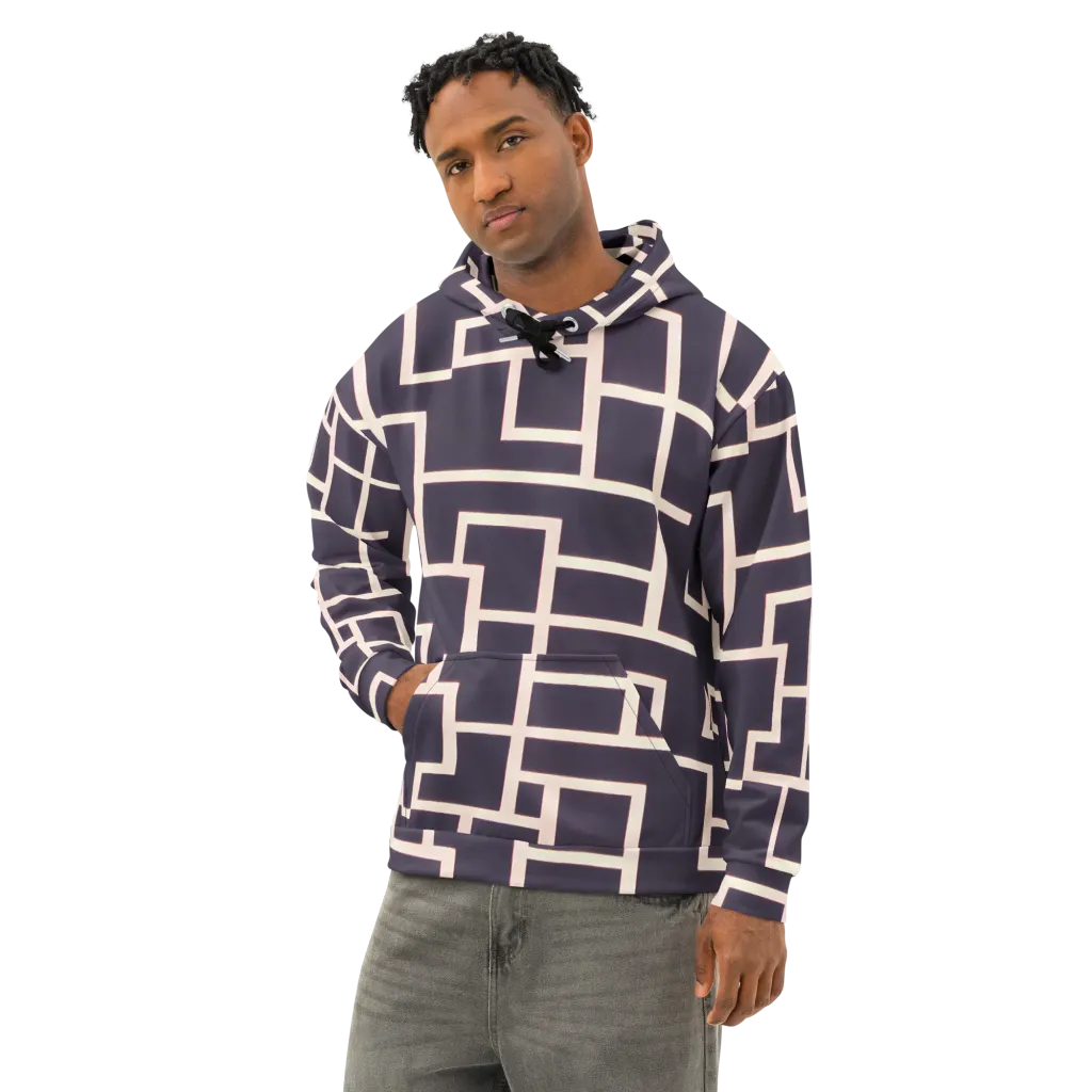 Gilded Gridlock on Cotton Hoodie — Left Front