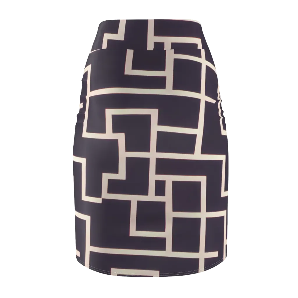 Gilded Gridlock on Pencil Skirt — Back