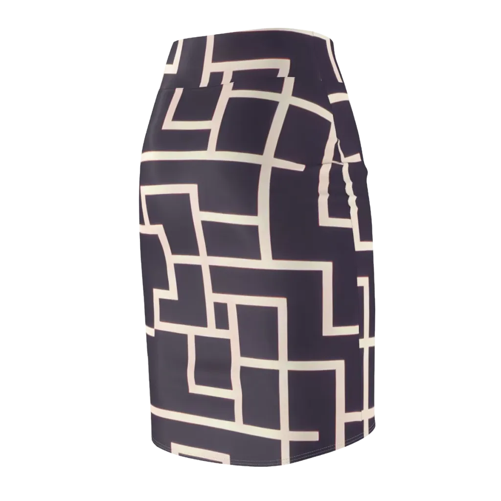 Gilded Gridlock on Pencil Skirt — Back Side