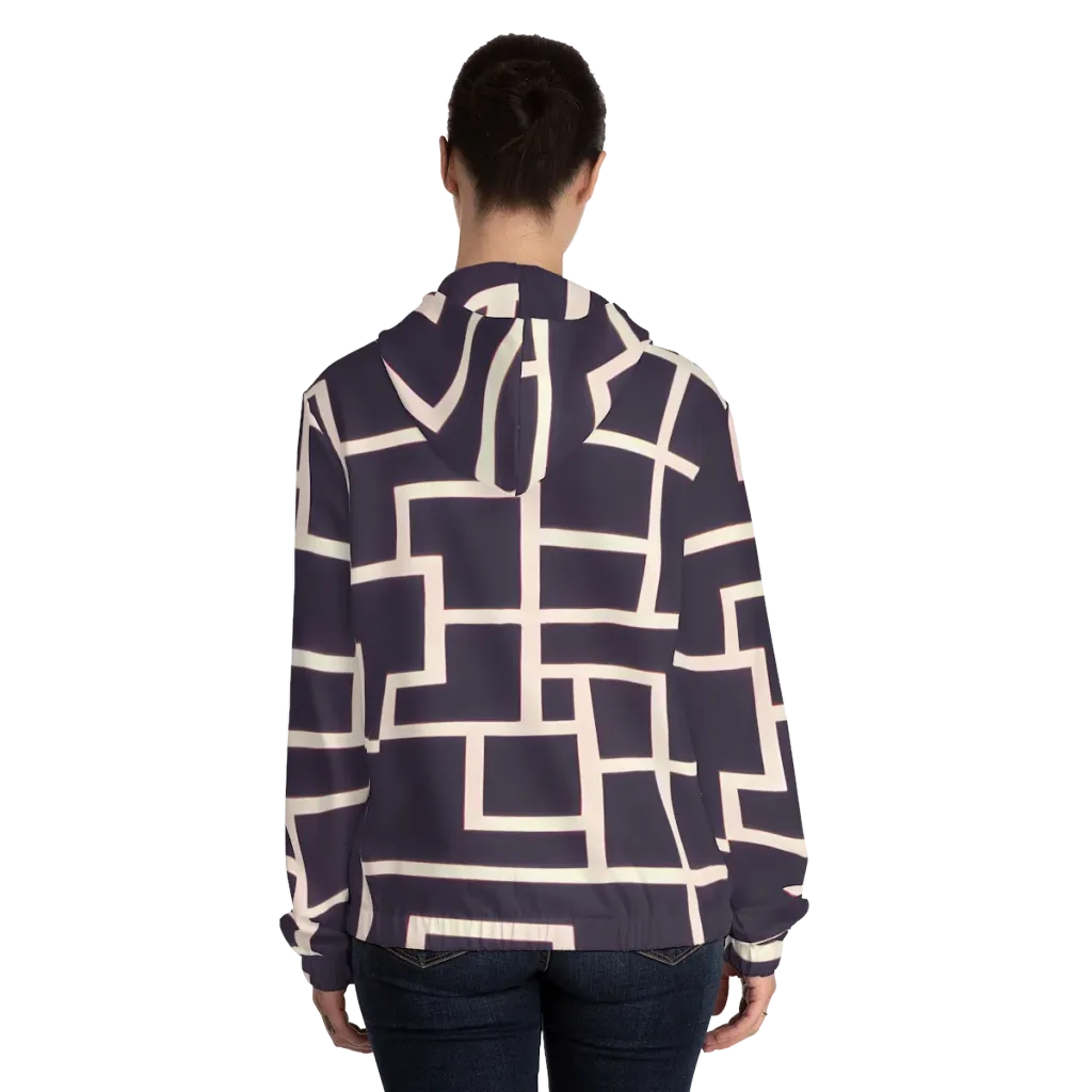 Gilded Gridlock on Women's Full-Zip Hoodie — Back On Person