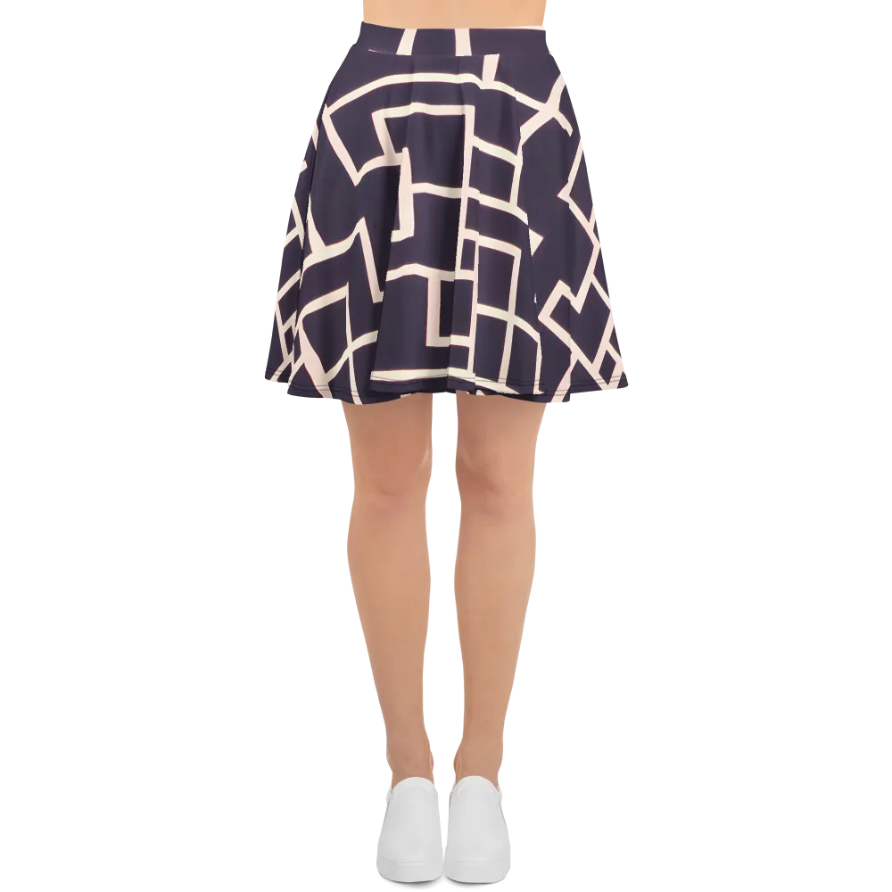 Gilded Gridlock on Skater Skirt — Front