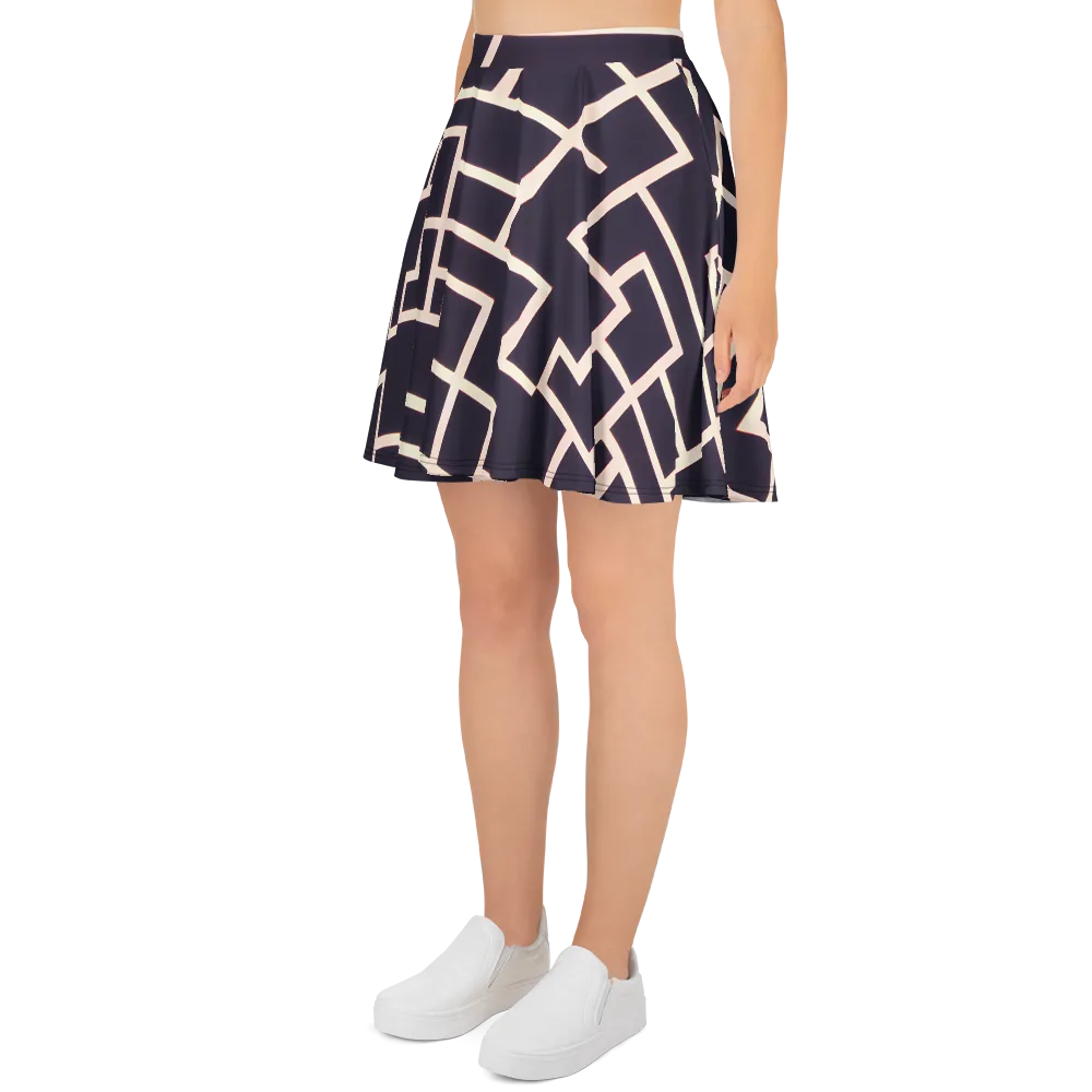 Gilded Gridlock on Skater Skirt — Left