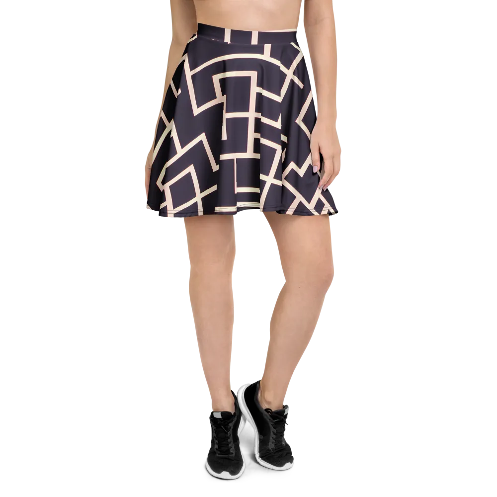 Gilded Gridlock on Skater Skirt — Front