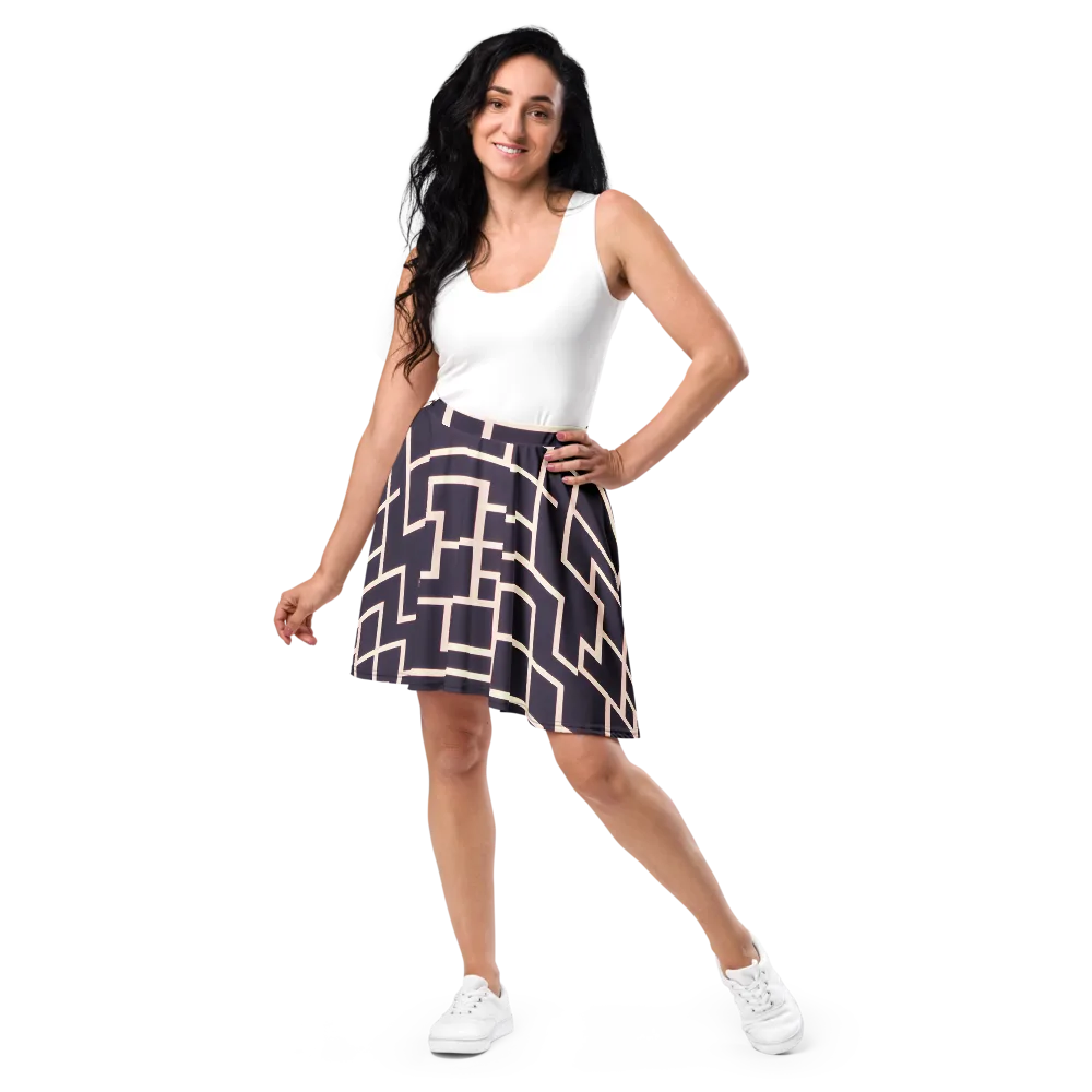 Gilded Gridlock on Skater Skirt — Front