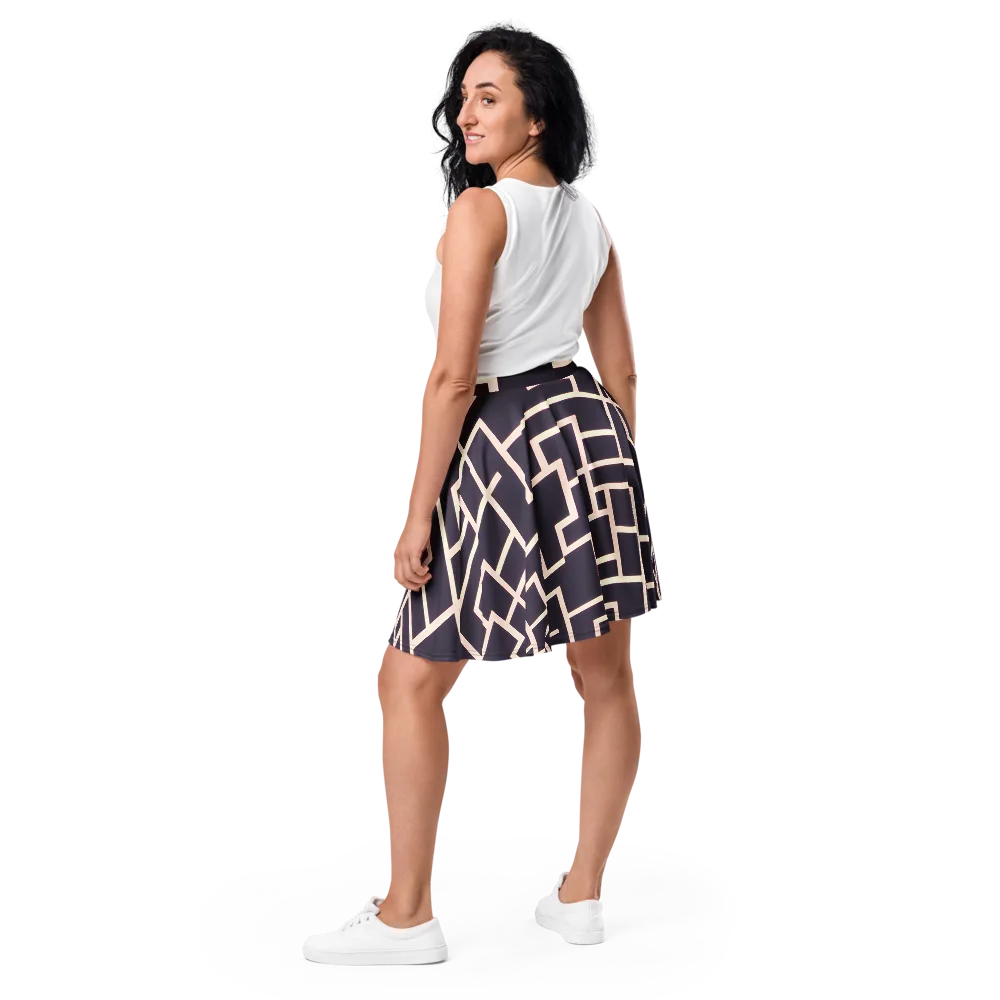 Gilded Gridlock on Skater Skirt — Back