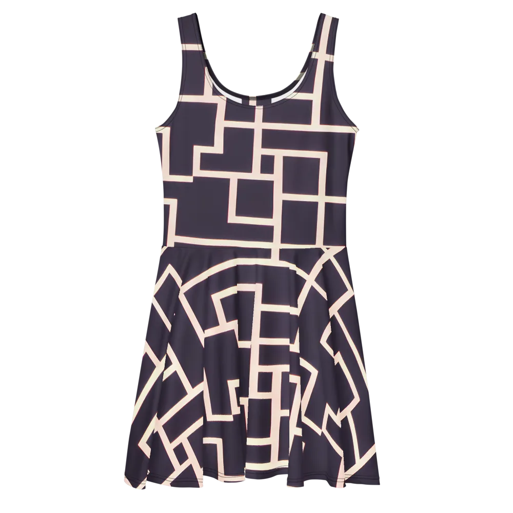 Gilded Gridlock on Skater Dress — Front