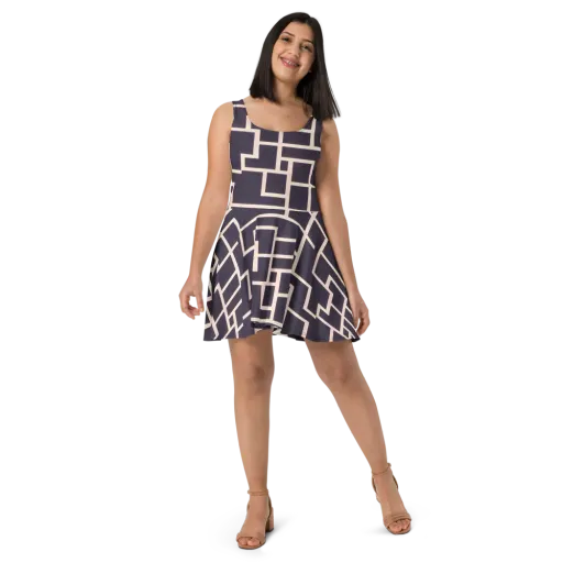 Gilded Gridlock on a Skater Dress