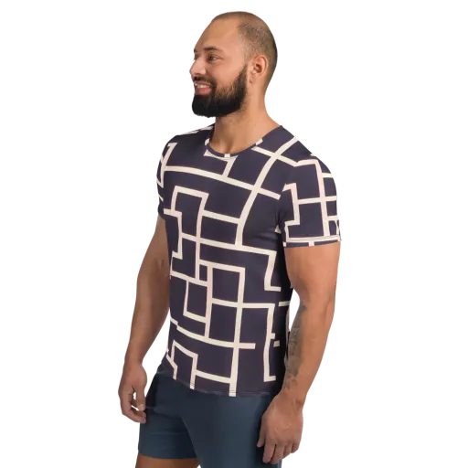 Gilded Gridlock on a Men's Athletic T-Shirt