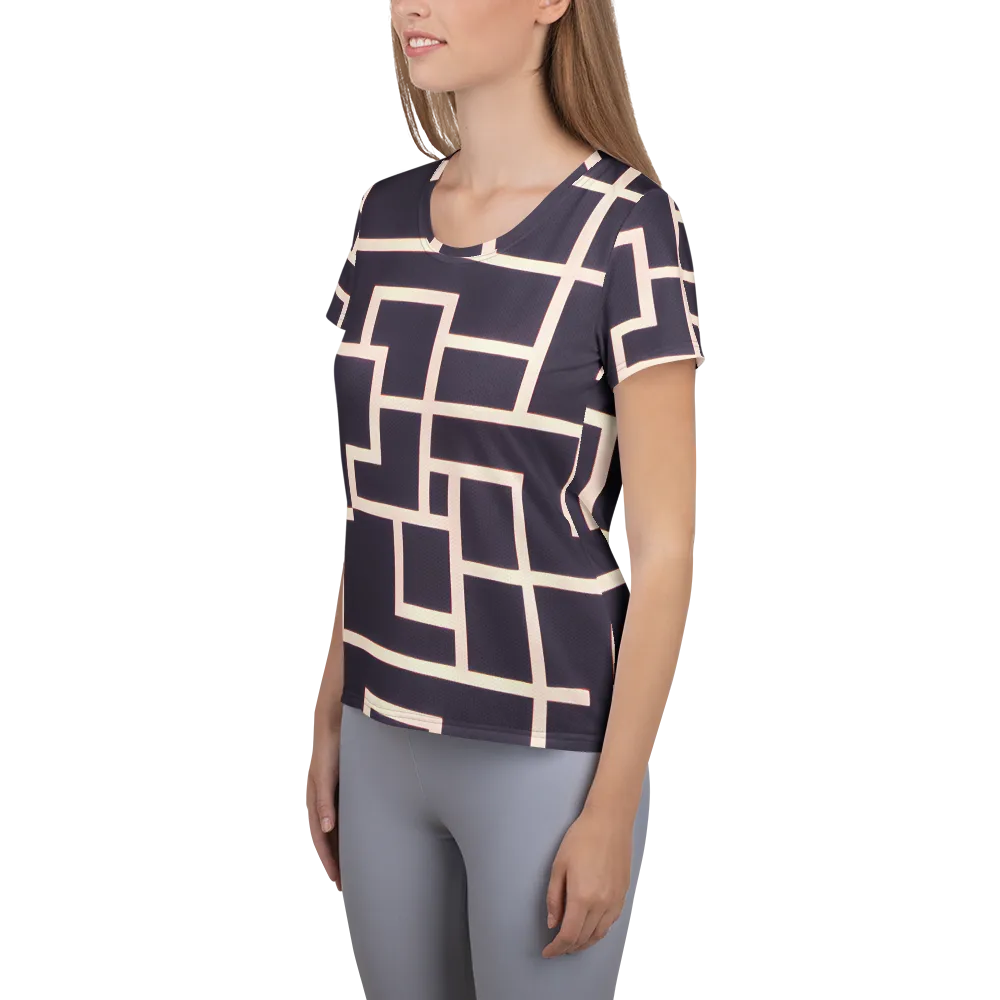 Gilded Gridlock on Women's Athletic T-Shirt — Left