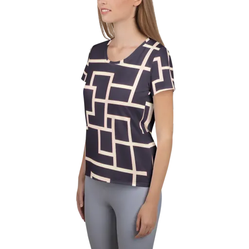 Gilded Gridlock on a Women's Athletic T-Shirt
