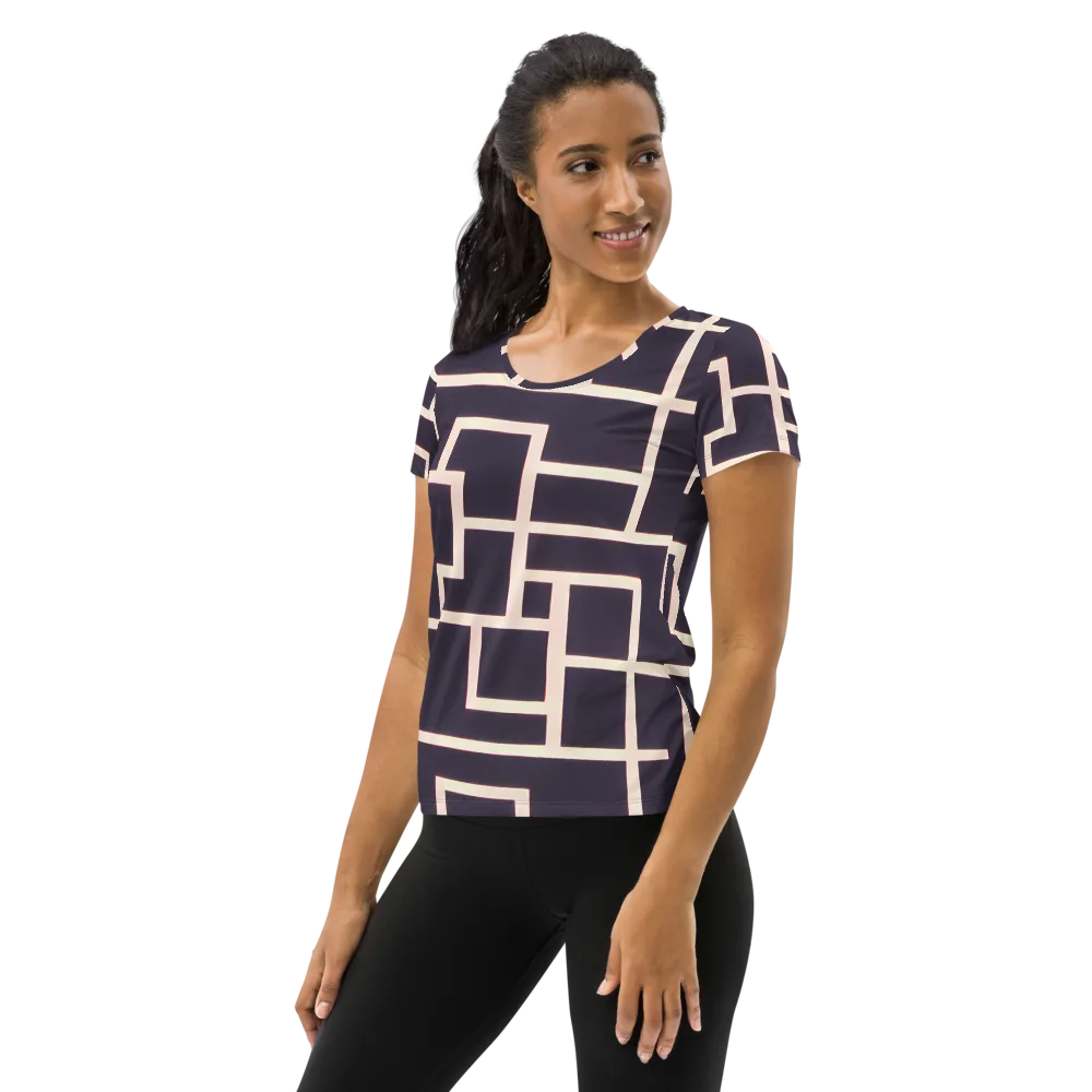Gilded Gridlock on Women's Athletic T-Shirt — Left