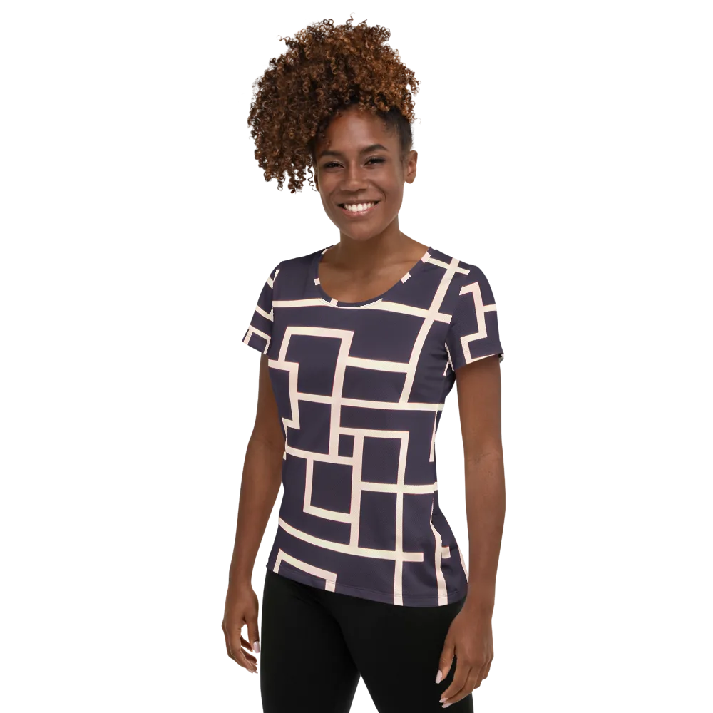 Gilded Gridlock on Women's Athletic T-Shirt — Left