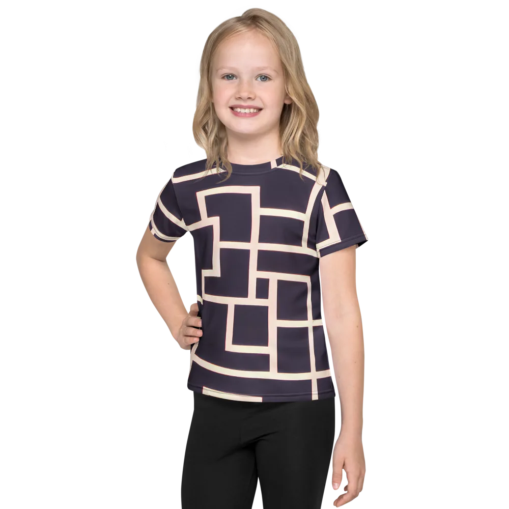 Gilded Gridlock on Kids Crew Neck T-Shirt — Front