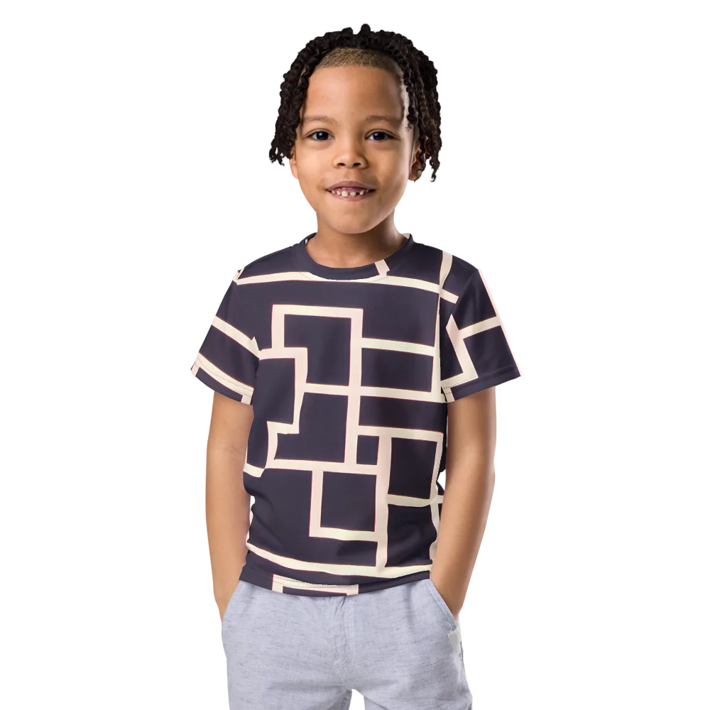 Gilded Gridlock on Kids Crew Neck T-Shirt — Front