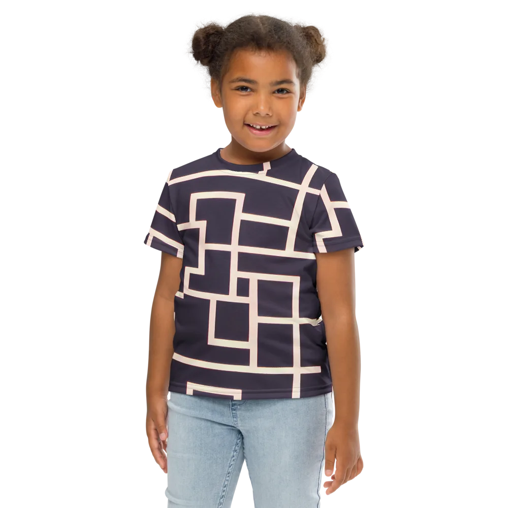 Gilded Gridlock on Kids Crew Neck T-Shirt — Front
