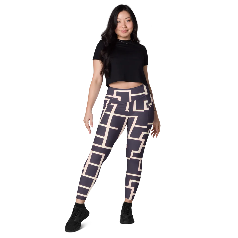 Gilded Gridlock on Leggings with Pockets — Front