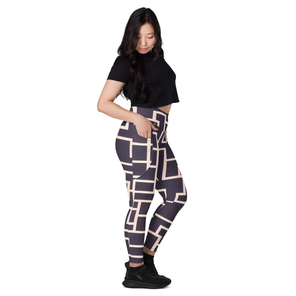 Gilded Gridlock on Leggings with Pockets — Right