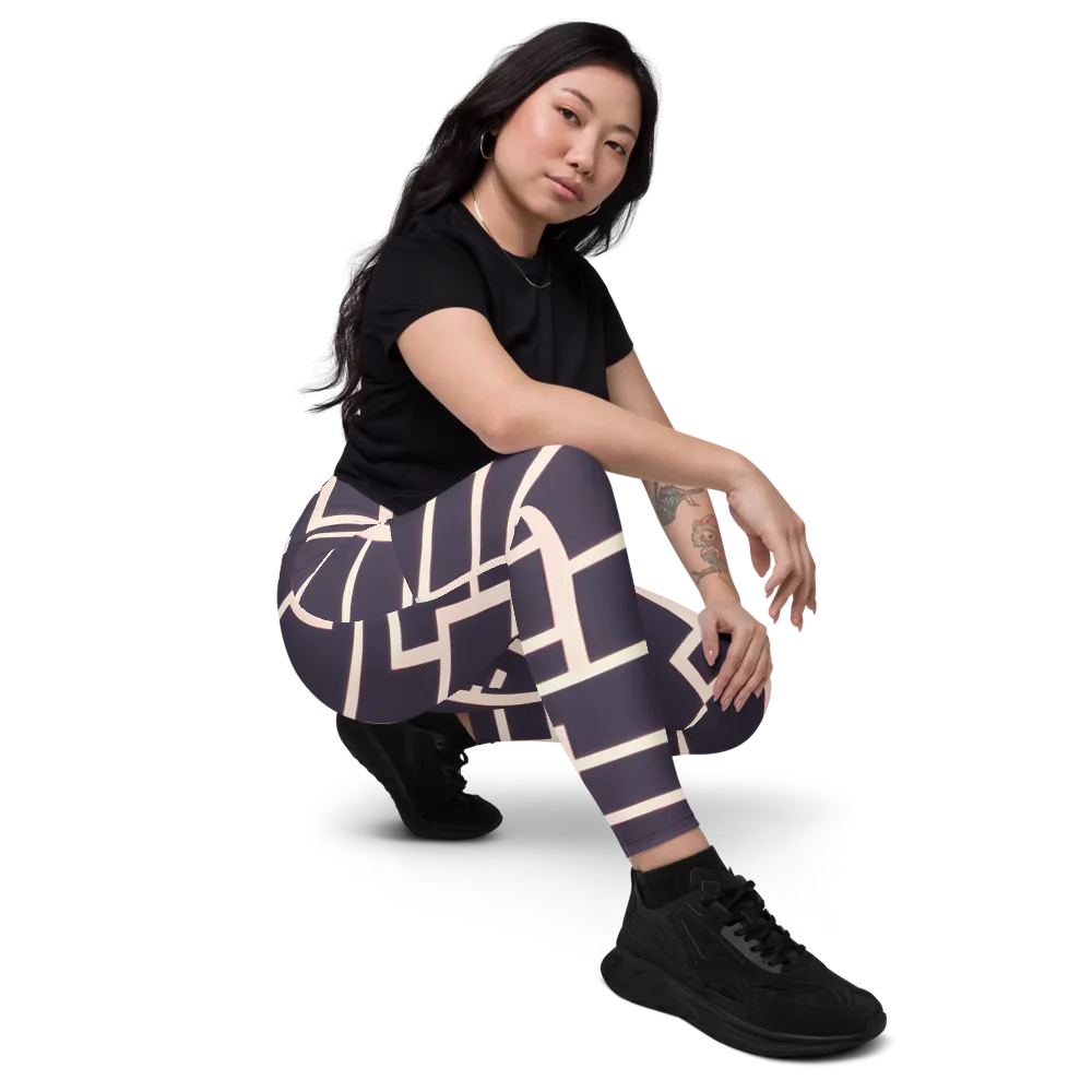 Gilded Gridlock on Leggings with Pockets — Right Front