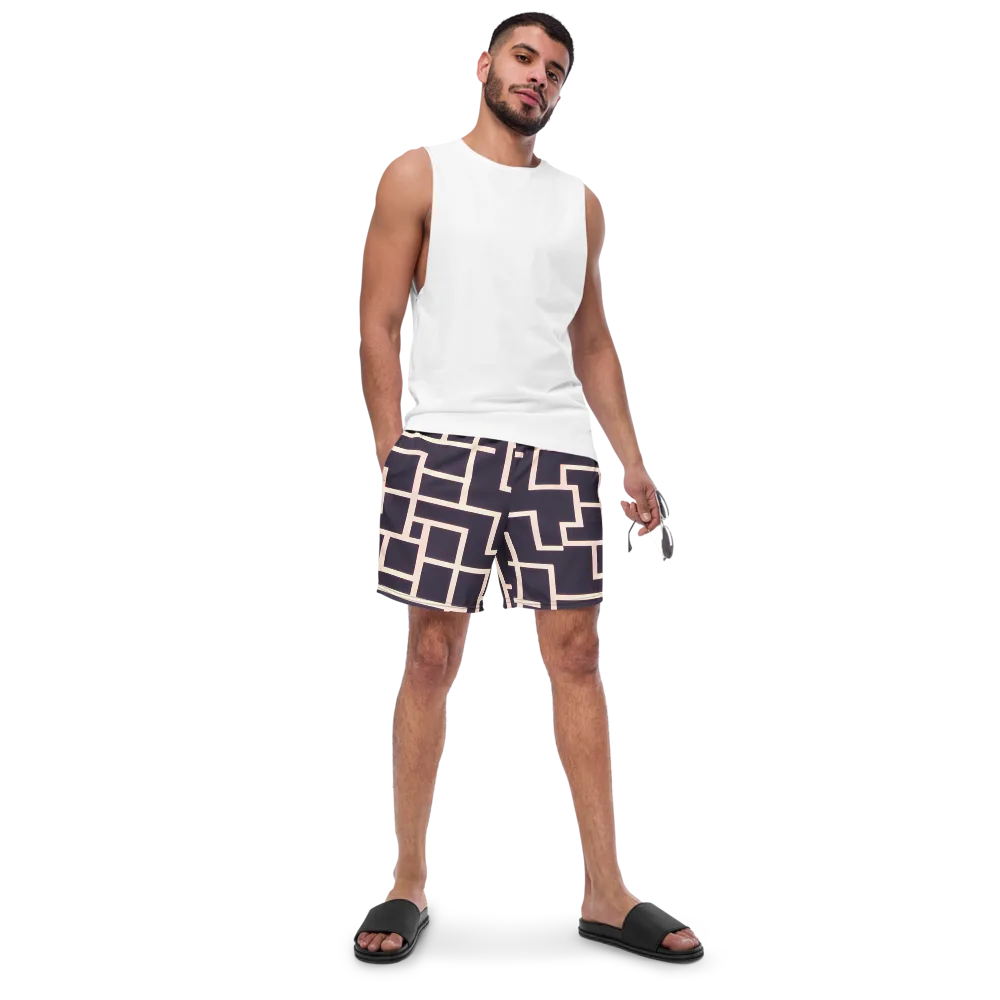 Gilded Gridlock on Swim Trunks — Front