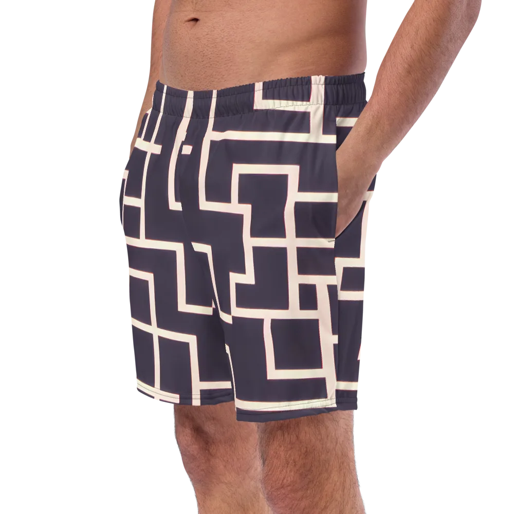 Gilded Gridlock on Swim Trunks — Left Front