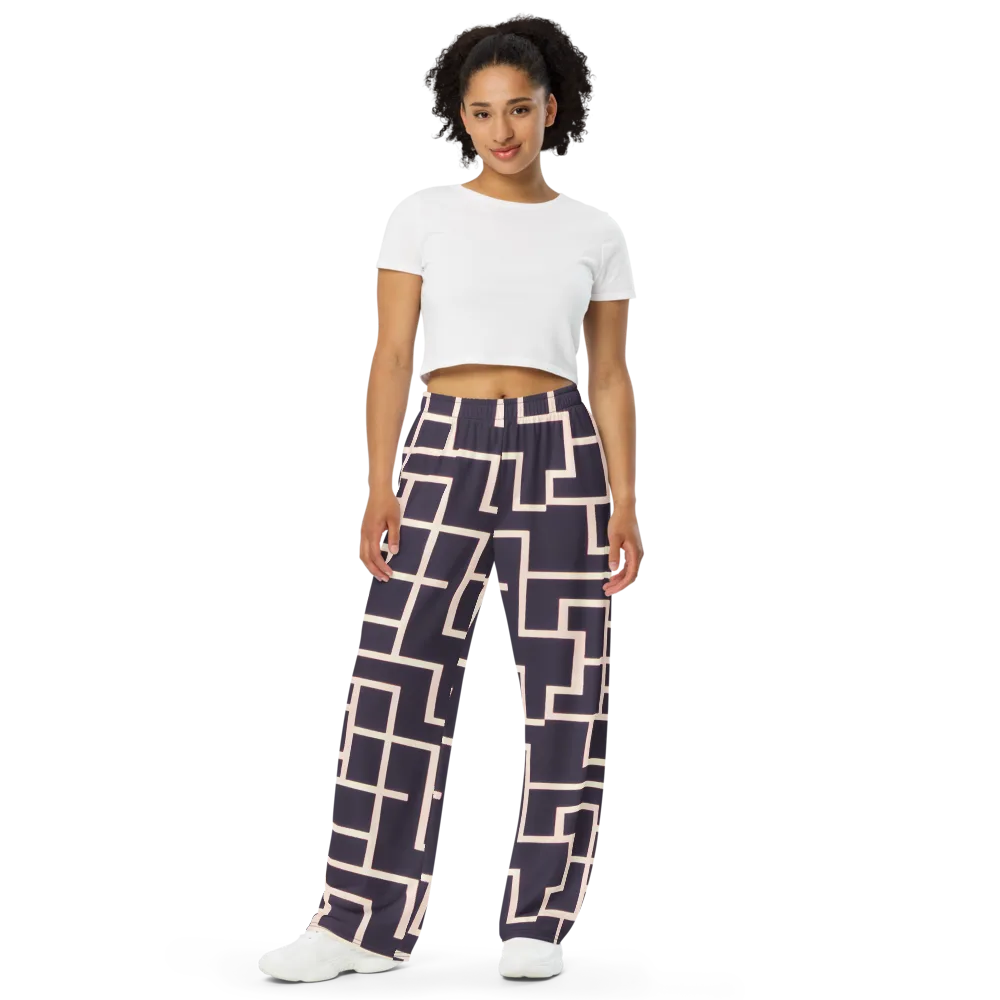 Gilded Gridlock on Wide-Leg Pants — Front