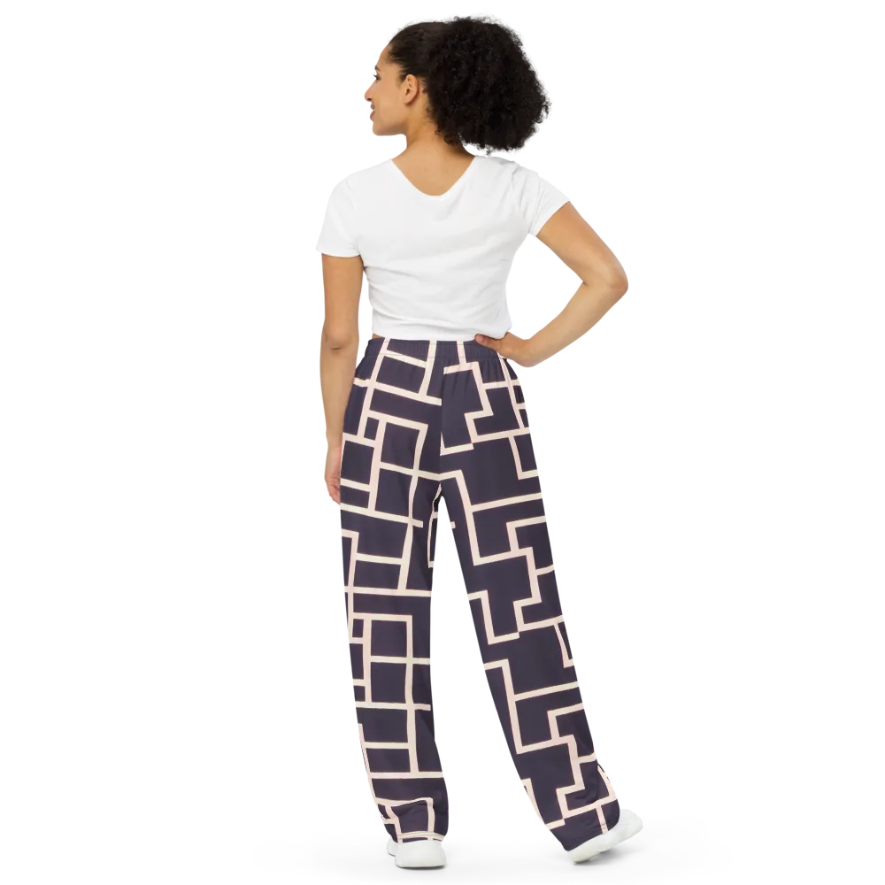 Gilded Gridlock on Wide-Leg Pants — Back