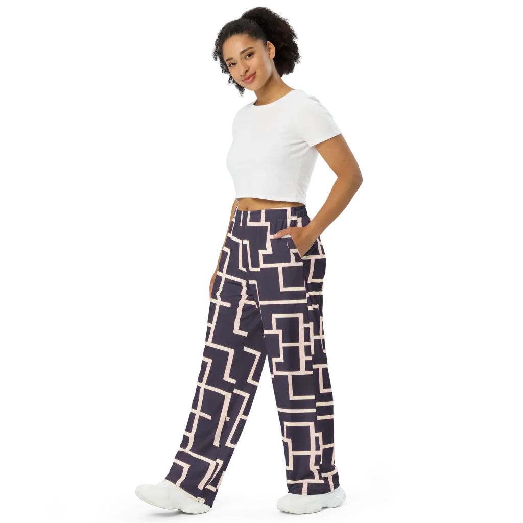 Gilded Gridlock on Wide-Leg Pants — Left Front
