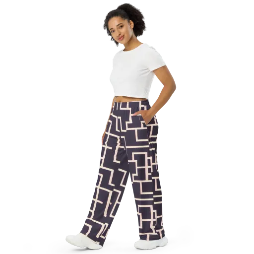 Gilded Gridlock on a Wide-Leg Pants