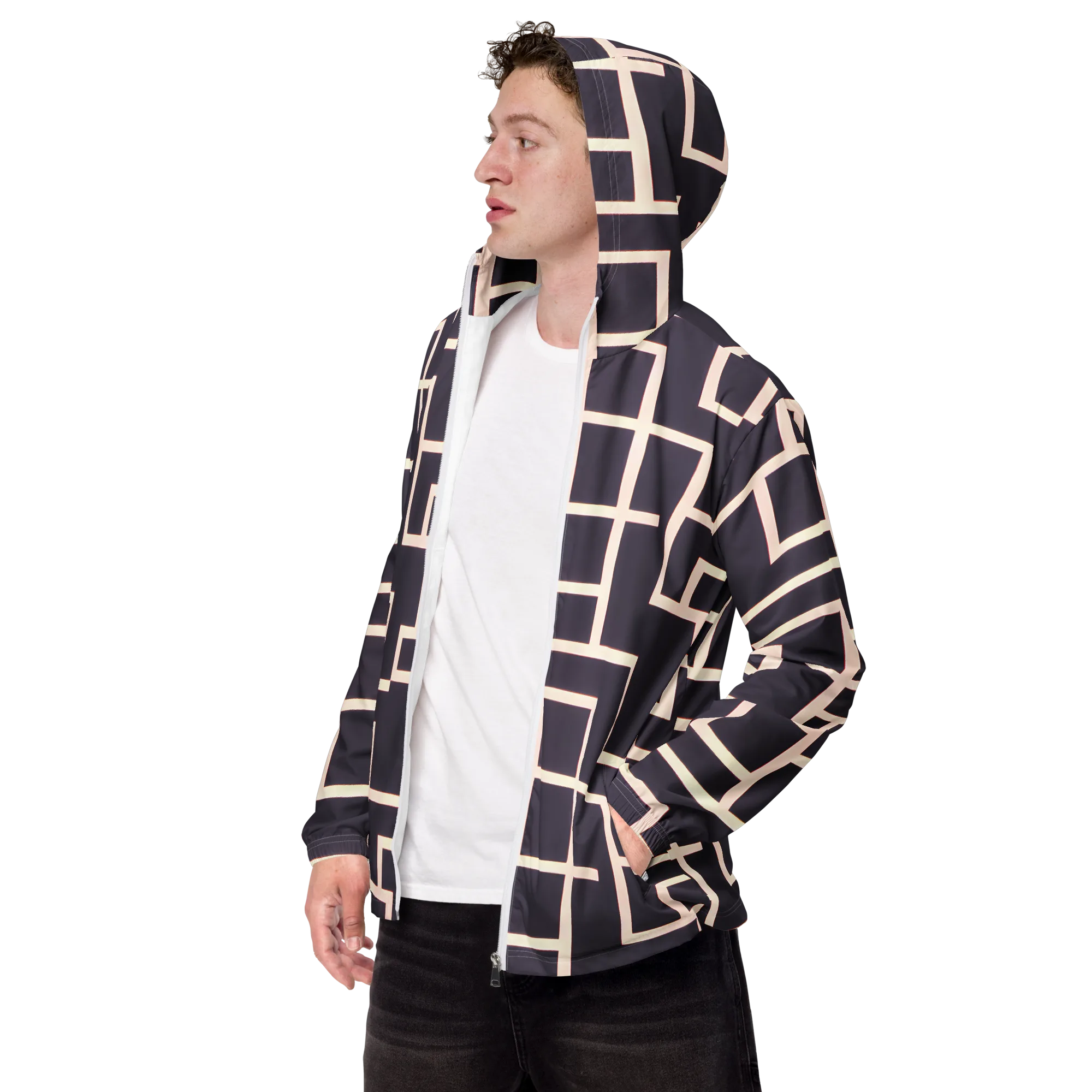 Gilded Gridlock on Men's Windbreaker — Left Front