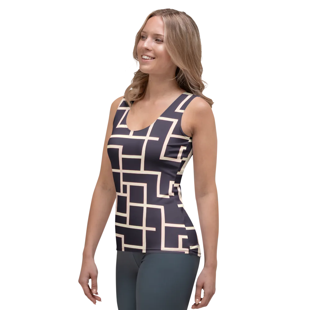 Gilded Gridlock on Women's Tank Top — Left Front